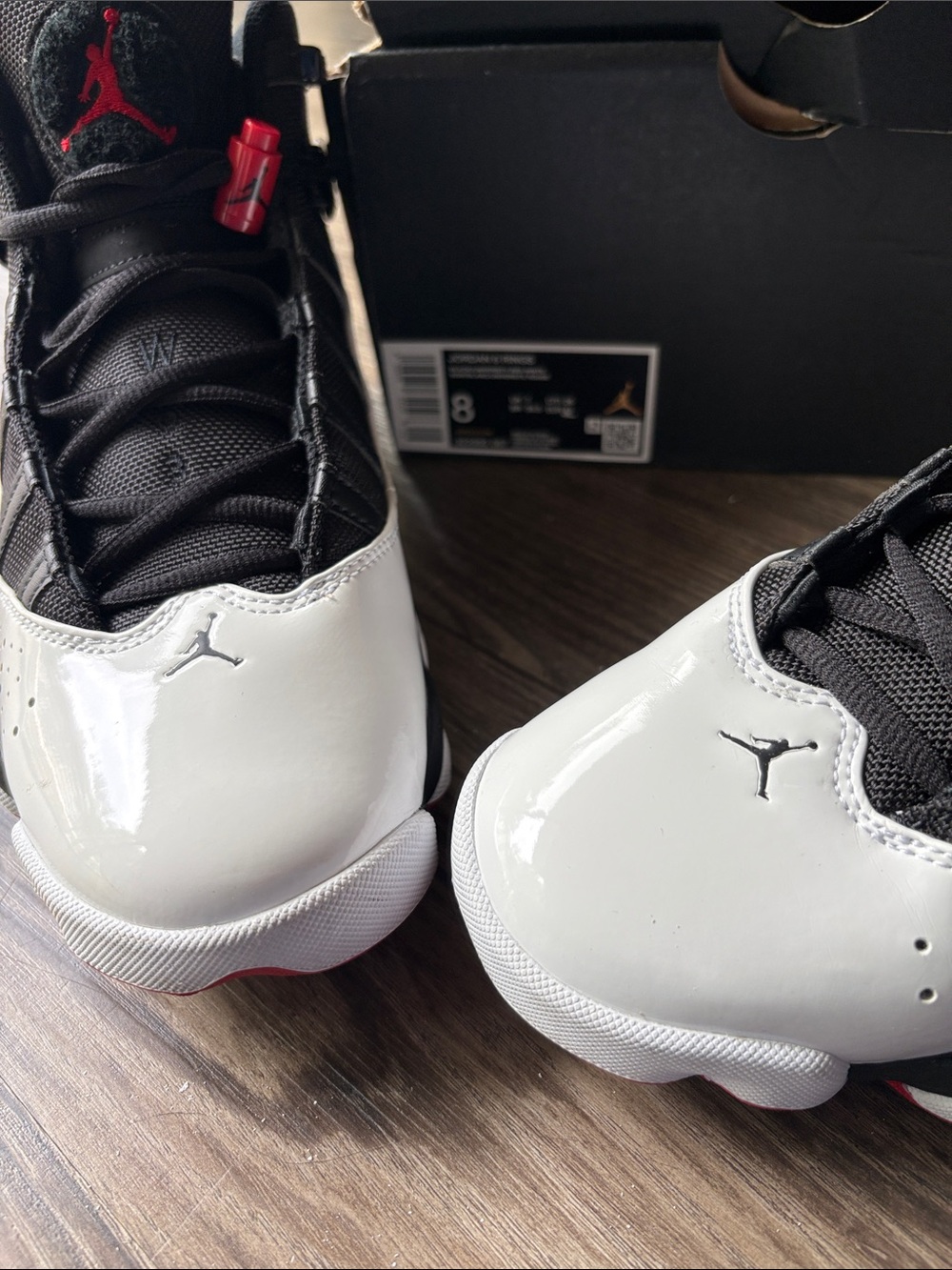 Mens Air JordansRetro 6 RINGS Black/White Varsity Red Basketball Sneakers Size 8 - Picture 8 of 8